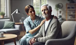 Homme âgé avec son aide à domicile