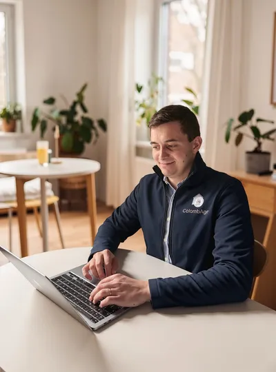 Benoit, responsable d’agence, à son ordinateur
