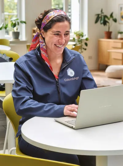 Jeanne, responsable d’agence, à son ordinateur