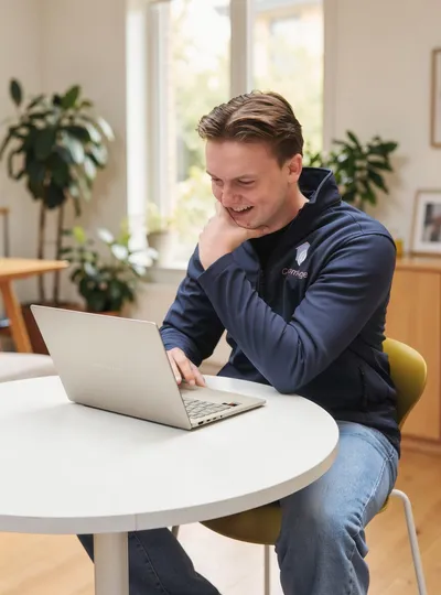 Melchior, responsable d’agence, à son ordinateur